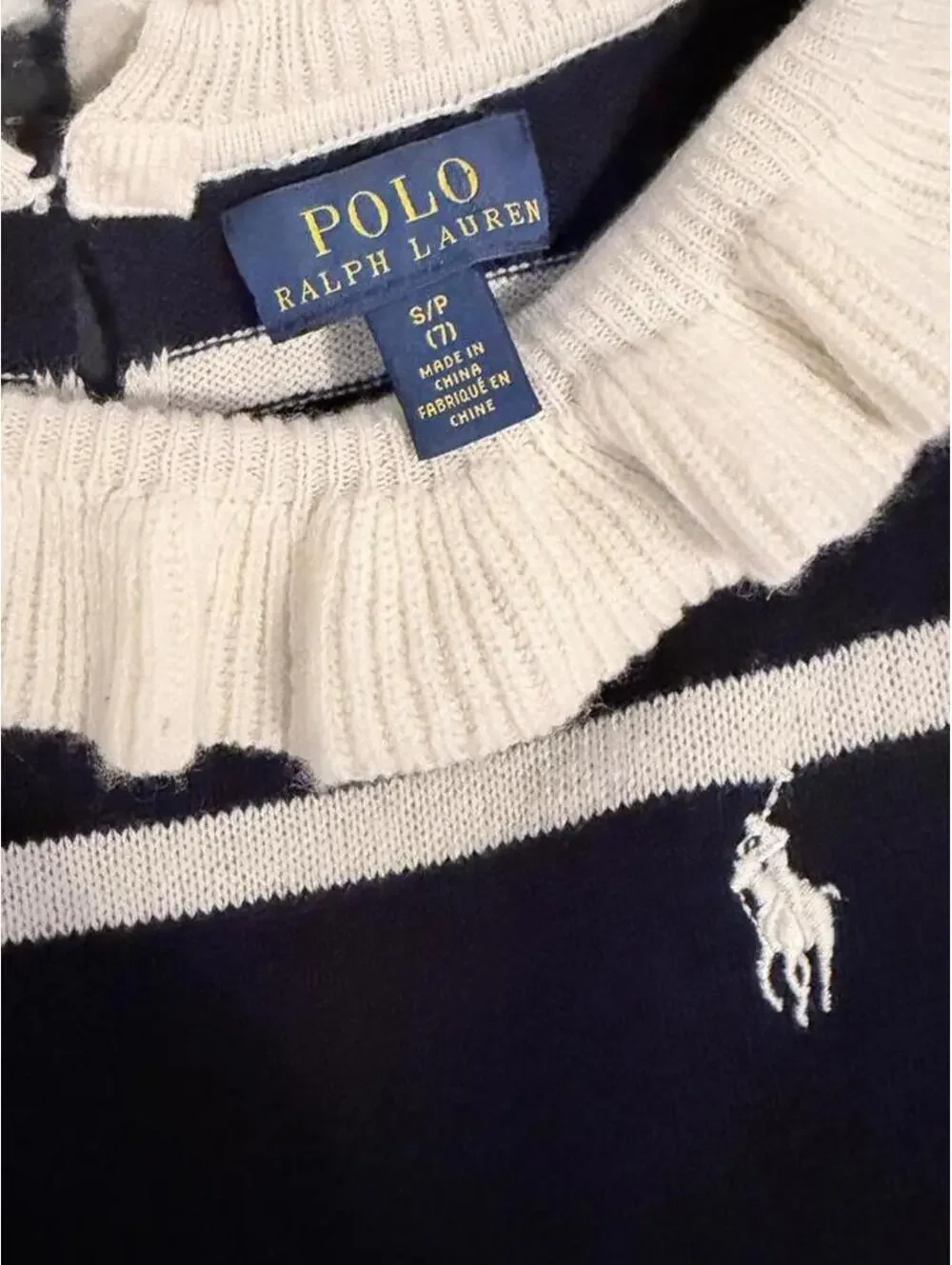 Polo Ralph Lauren Girls Striped Cashmere-Blend Dress 7Y